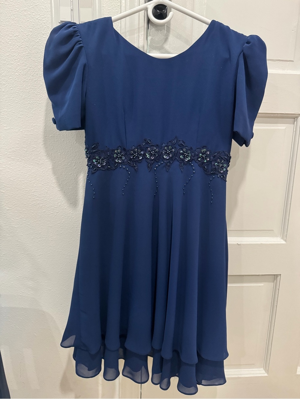 Navy Blue Party Dress With Beads